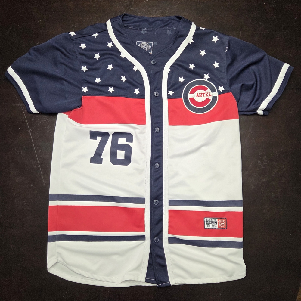 Bleecker and Mercer Mens Baseball Jersey XL Patriotic Red White Blue
